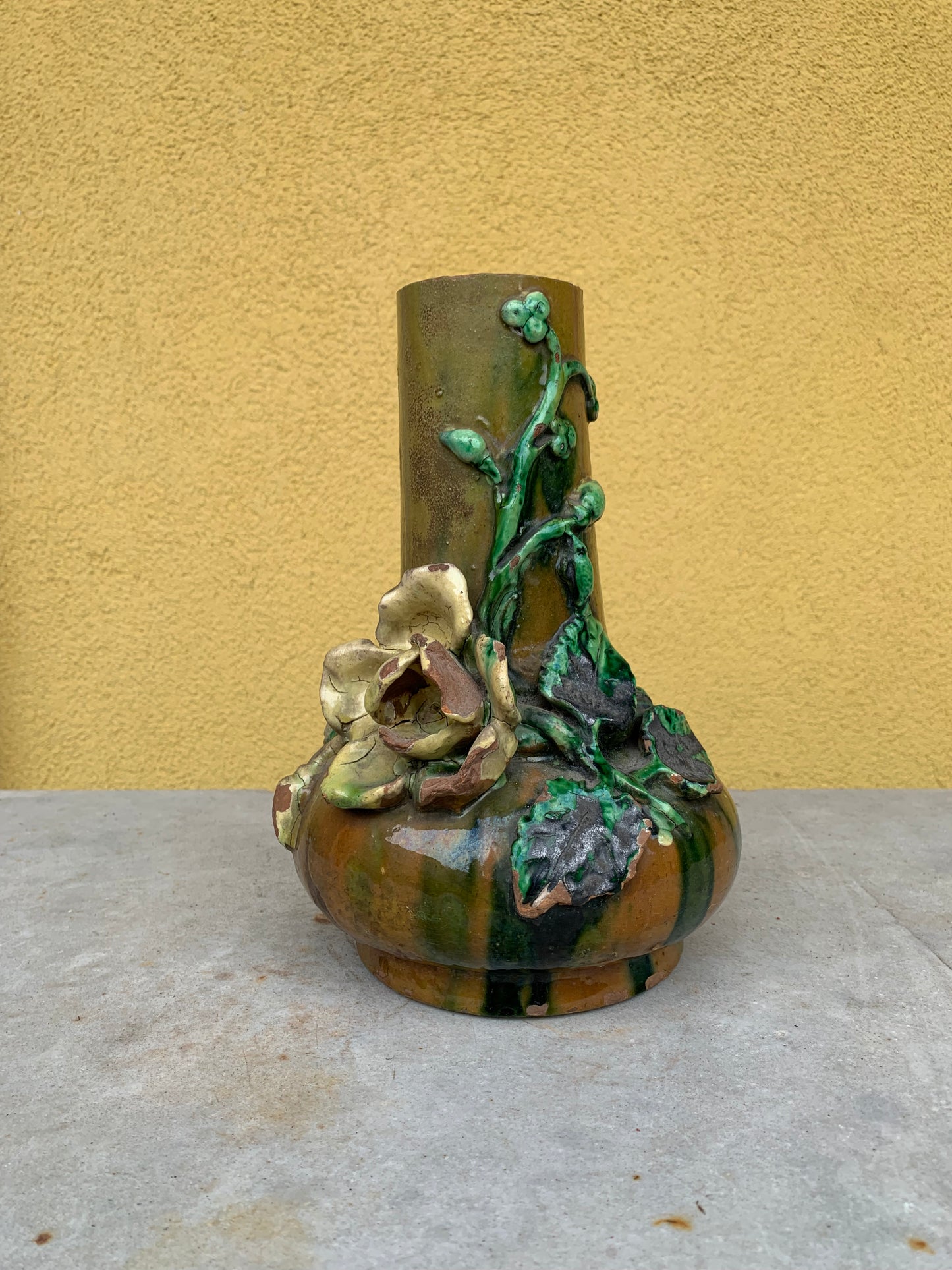 Terracotta vase branch