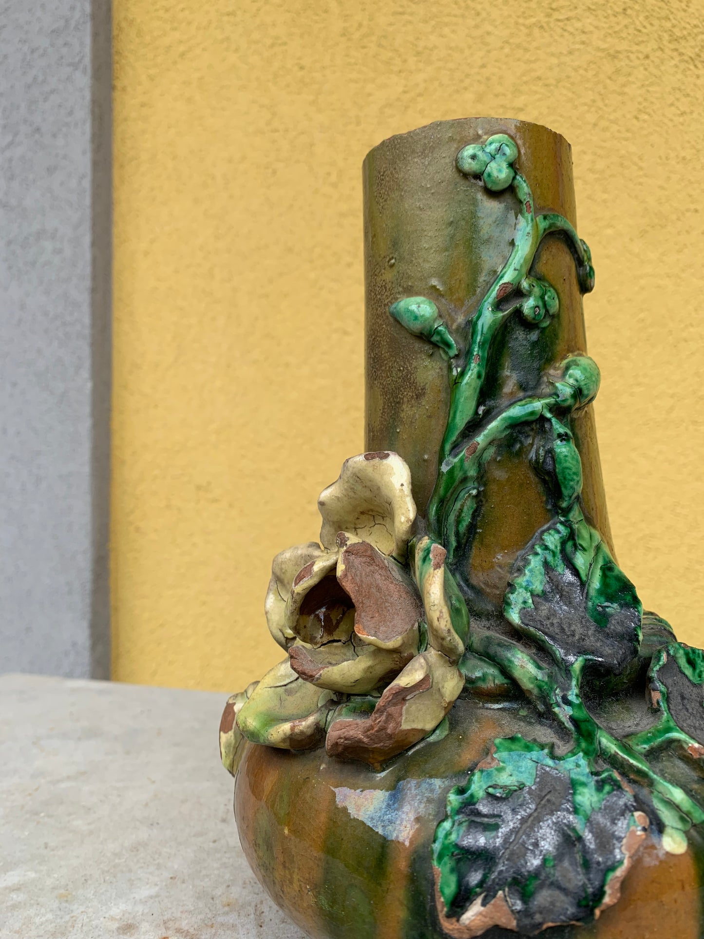 Terracotta vase branch