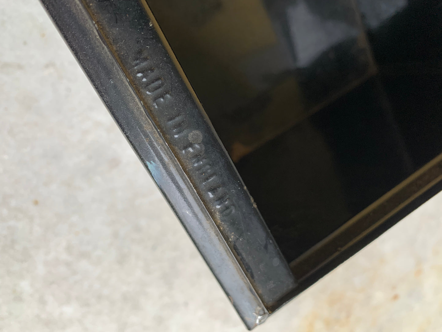 Metal document box with label