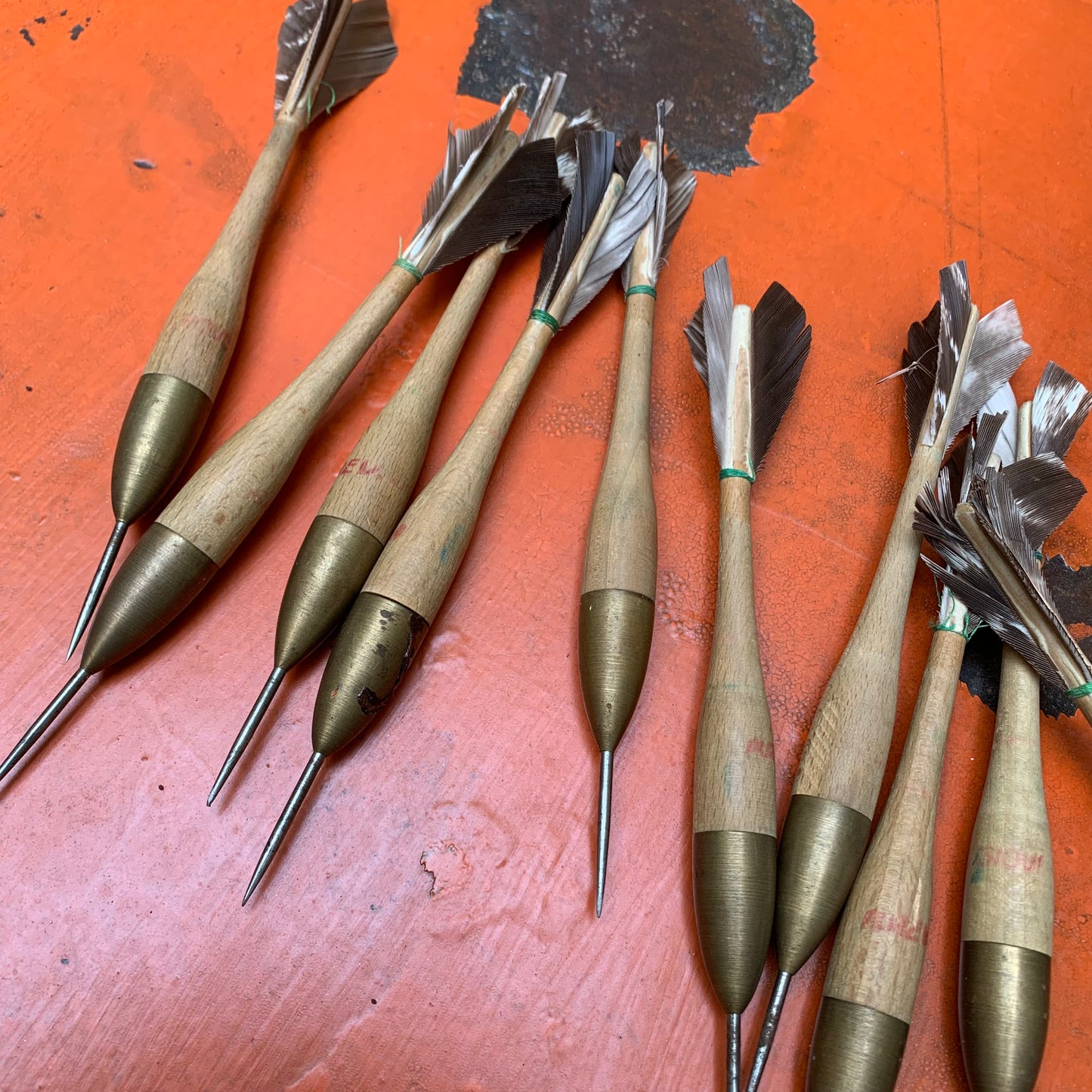 Darts with split turkey feathers flights (set of ten)