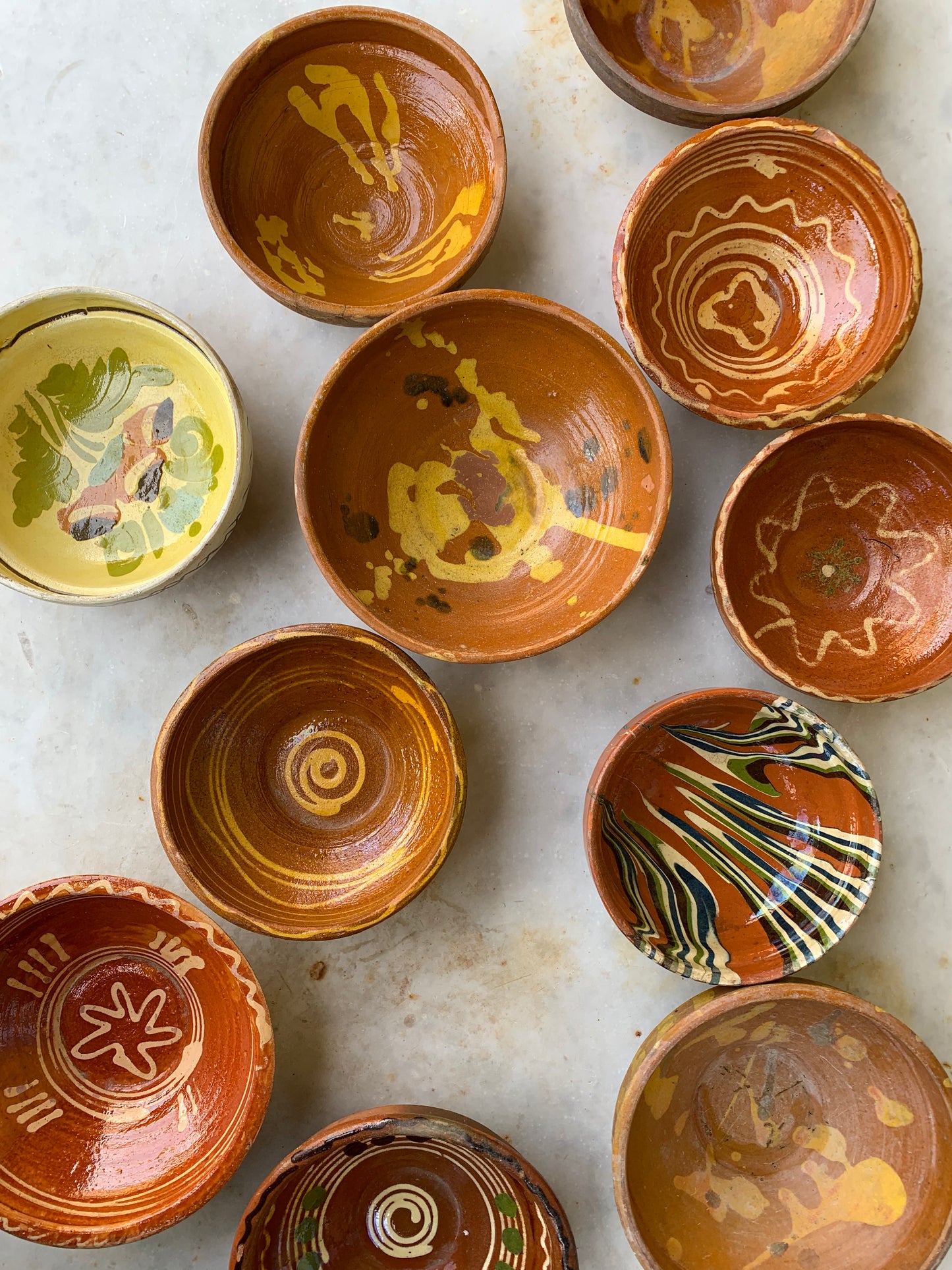 A set of earthenware bowls from late 20th-century Hungary