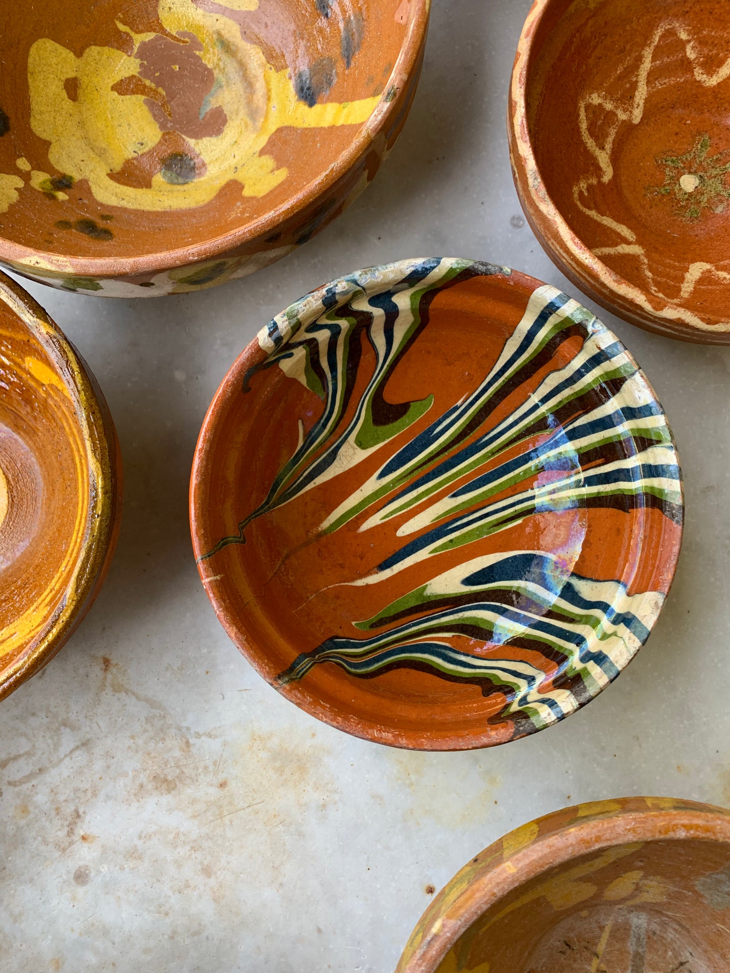 A set of earthenware bowls from late 20th-century Hungary