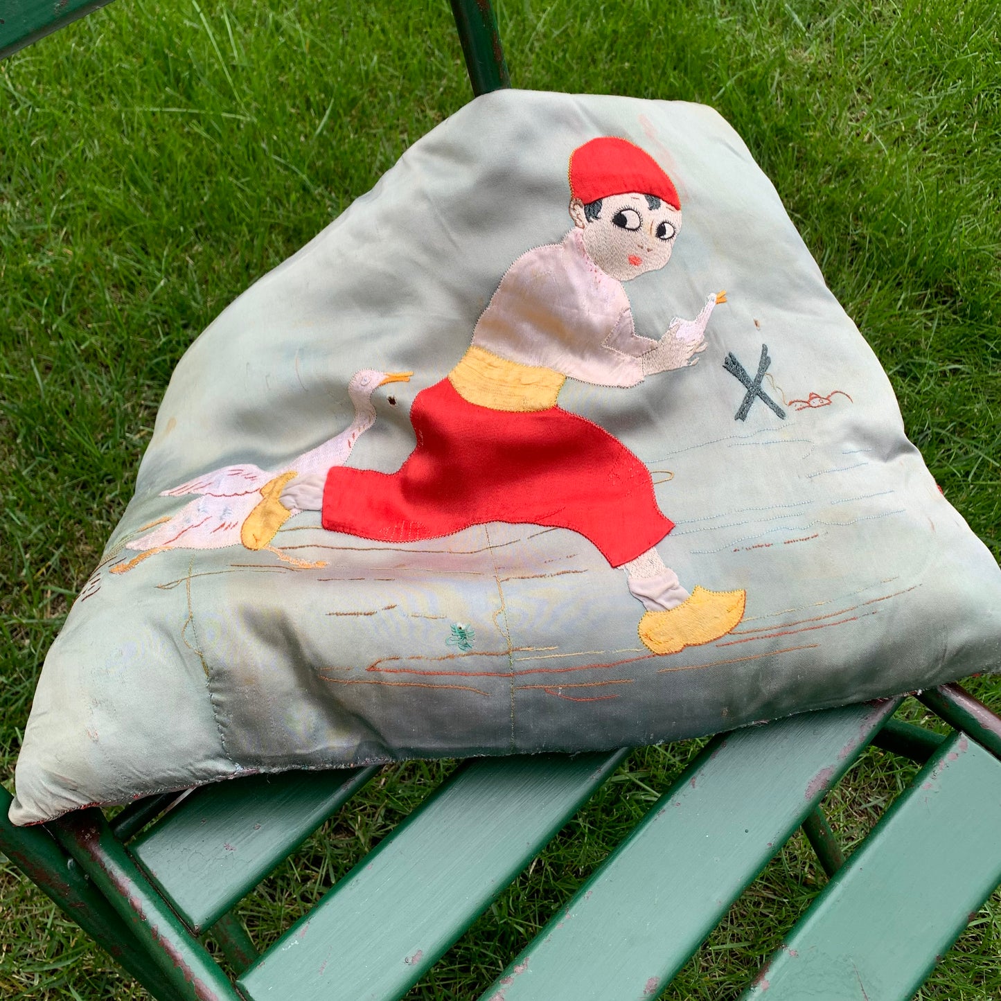 Vintage embroidered pillow