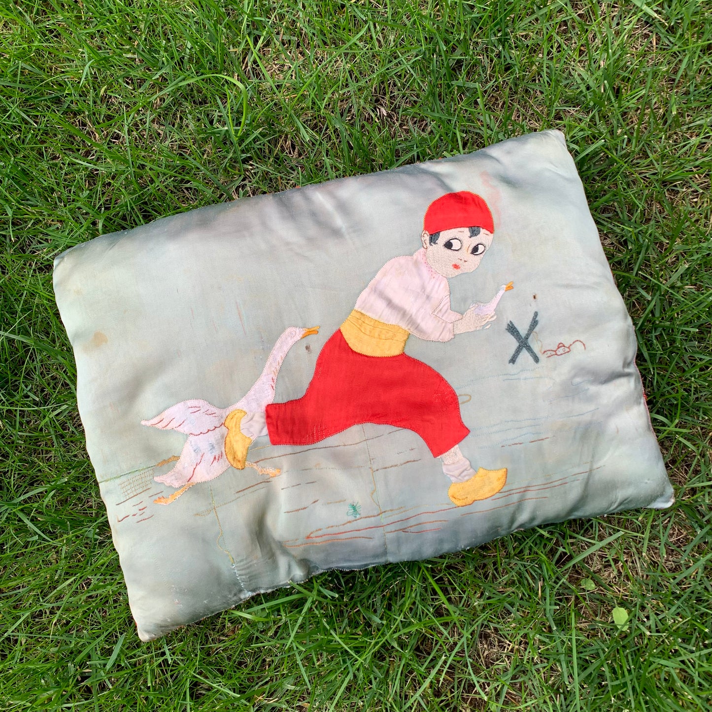 Vintage embroidered pillow