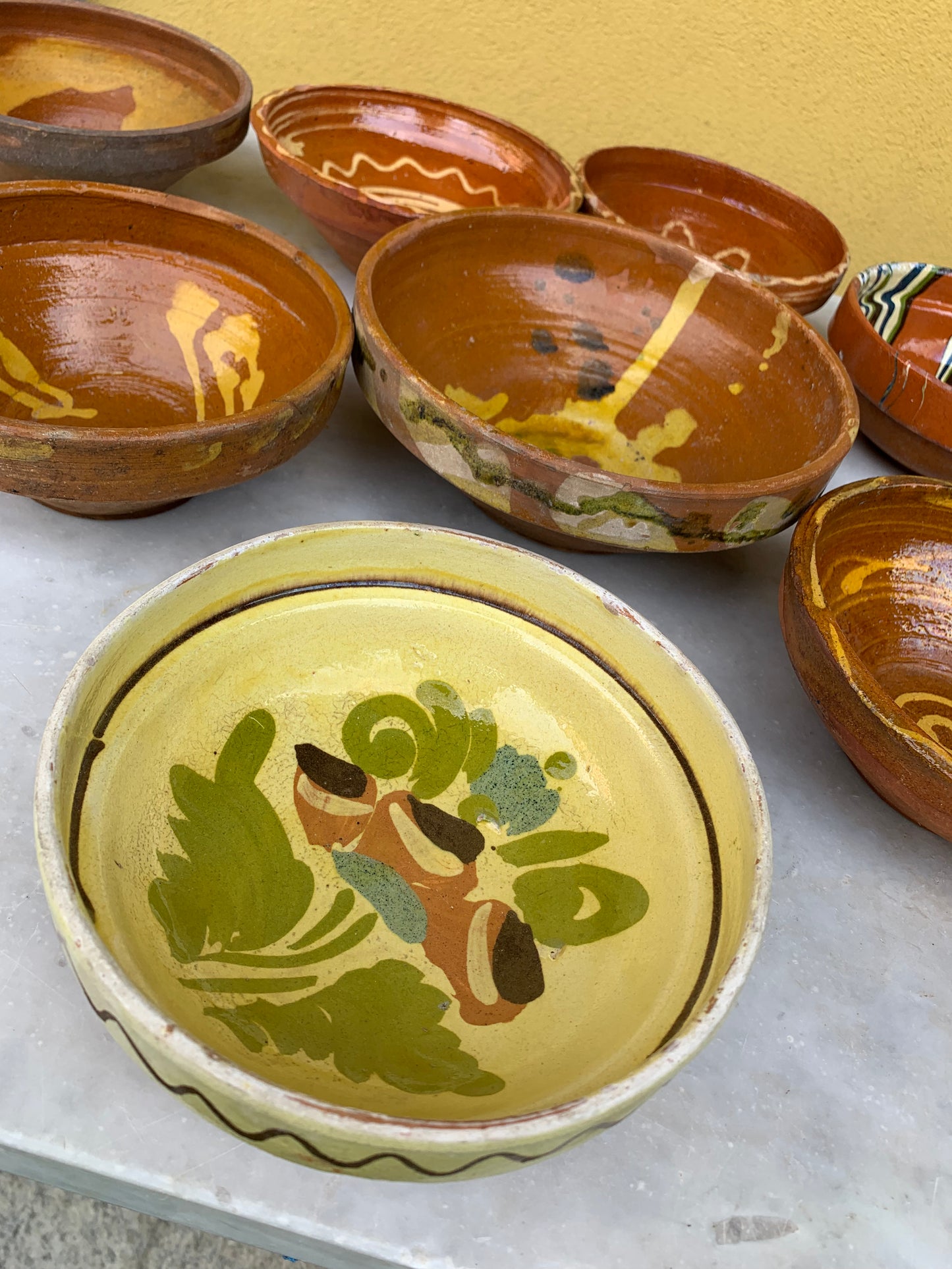 A set of earthenware bowls from late 20th-century Hungary